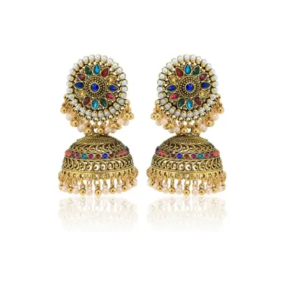 Picture of Colorful Diamonds Jhumka Earrings